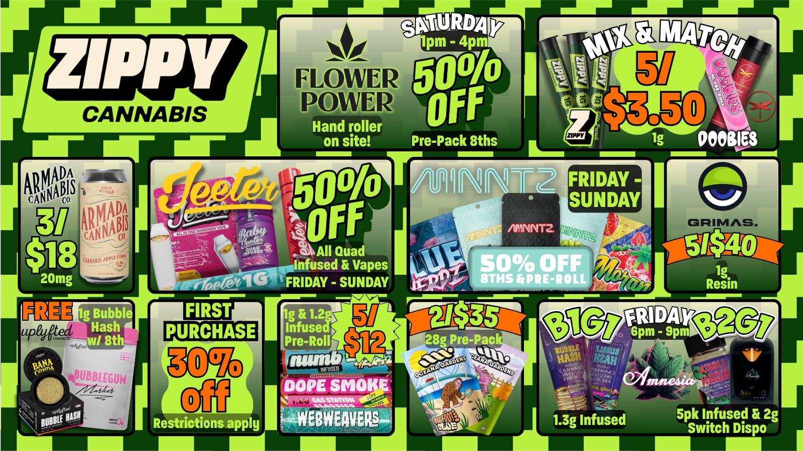 Zippy Cannabis 🔥50% Off Jeeter & Minntz!!! 2/$35 Ounces 🤑