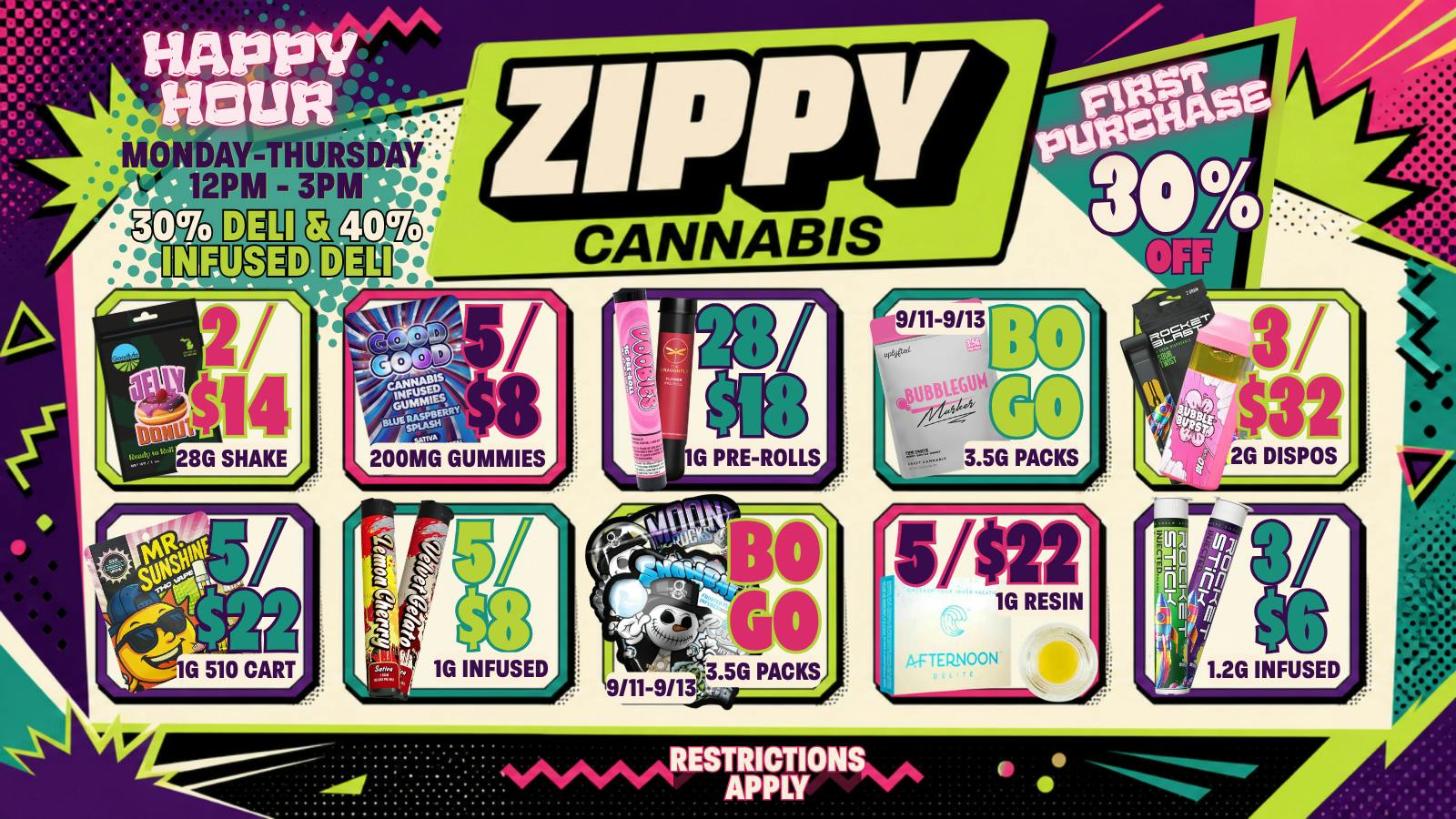 Zippy Cannabis 🤑5/$8 My Zypp 1g Infused, 5/$22 Mr. Sunshine 510