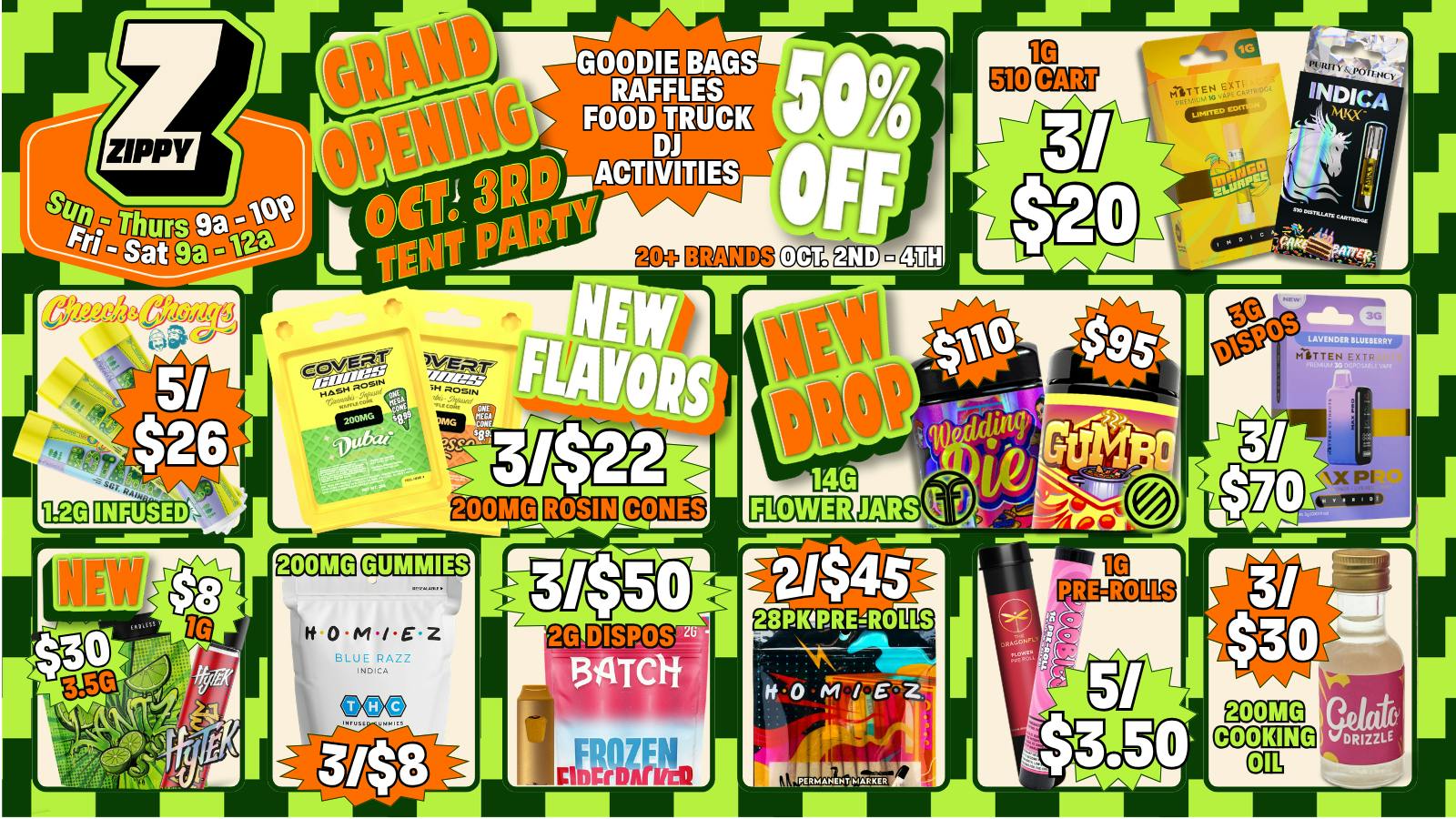 Zippy Cannabis 🚨Grand Opening Week! 3/$8 200mg, 5/$3.50 Pre-Roll