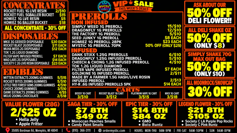 Mystic Cannabis of Memphis Mystic Cannabis - 50% off Deli Flower + MORE!!!!