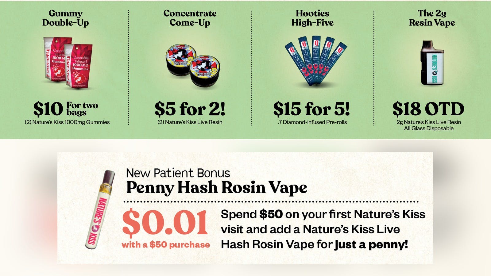 Nature's Kiss New Patient: 4 Deals + 10% Off Everything