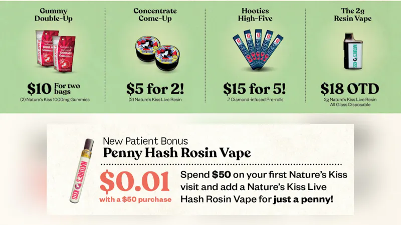 Nature's Kiss New Patient: 4 Deals + 10% Off Everything