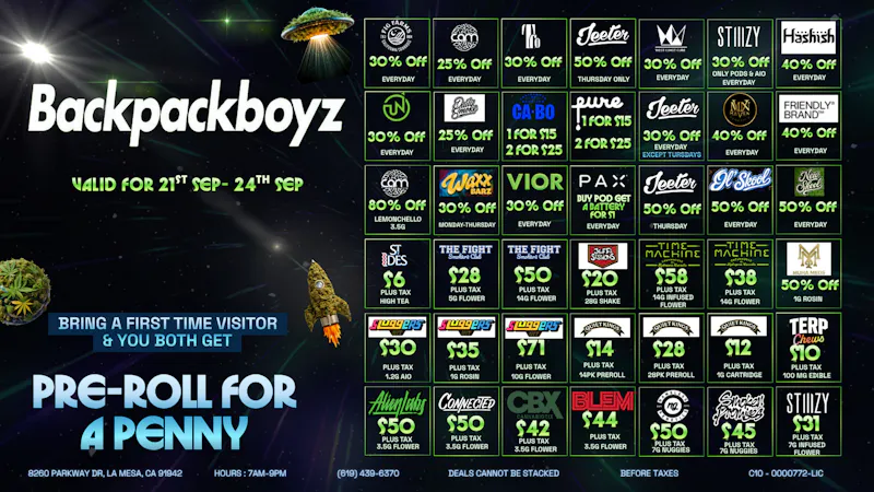 Backpack Boyz San Diego 50% OFF FTP, 25% OFF RETURNING!