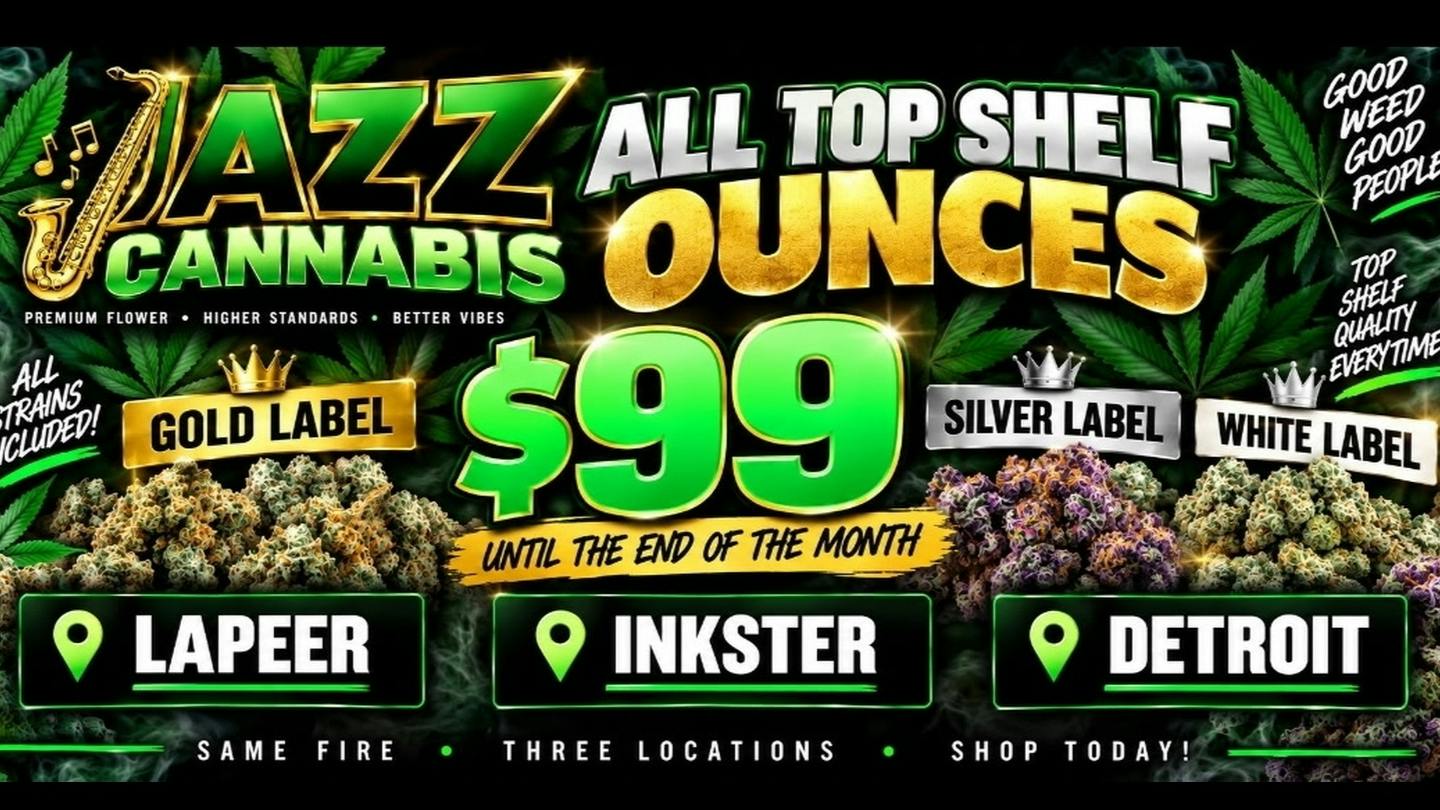 The Jazz Cannabis Club - Inkster $99oz White, Silver & Gold