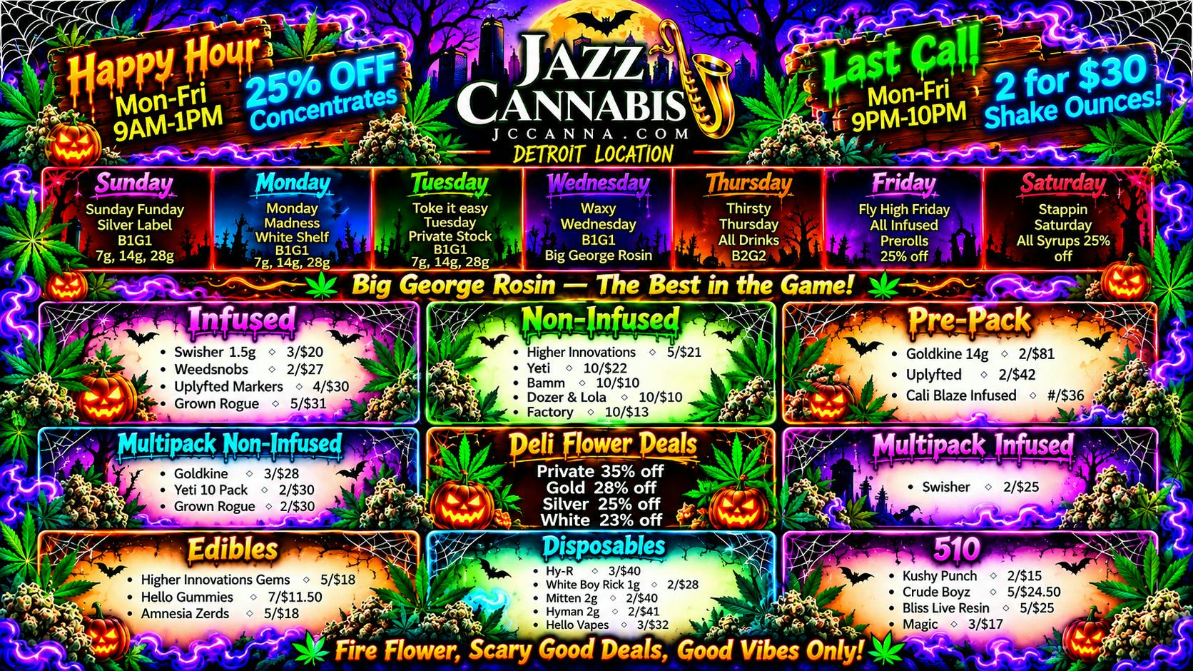 The Jazz Cannabis Club Spooky Fresh Fire Deals, Best Rosin in the game!!