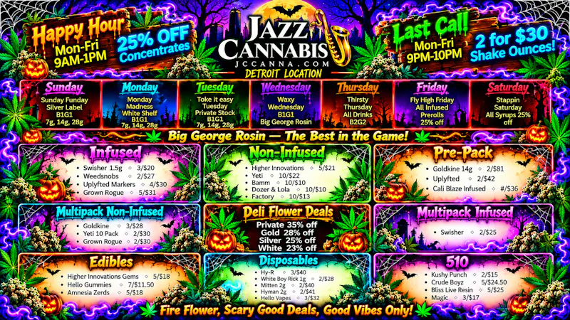 The Jazz Cannabis Club Spooky Fresh Fire Deals, Best Rosin in the game!!