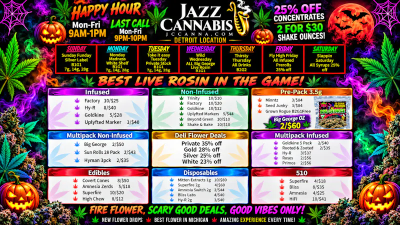 The Jazz Cannabis Club Spooky Fresh Fire Deals, Best Rosin in the game!!