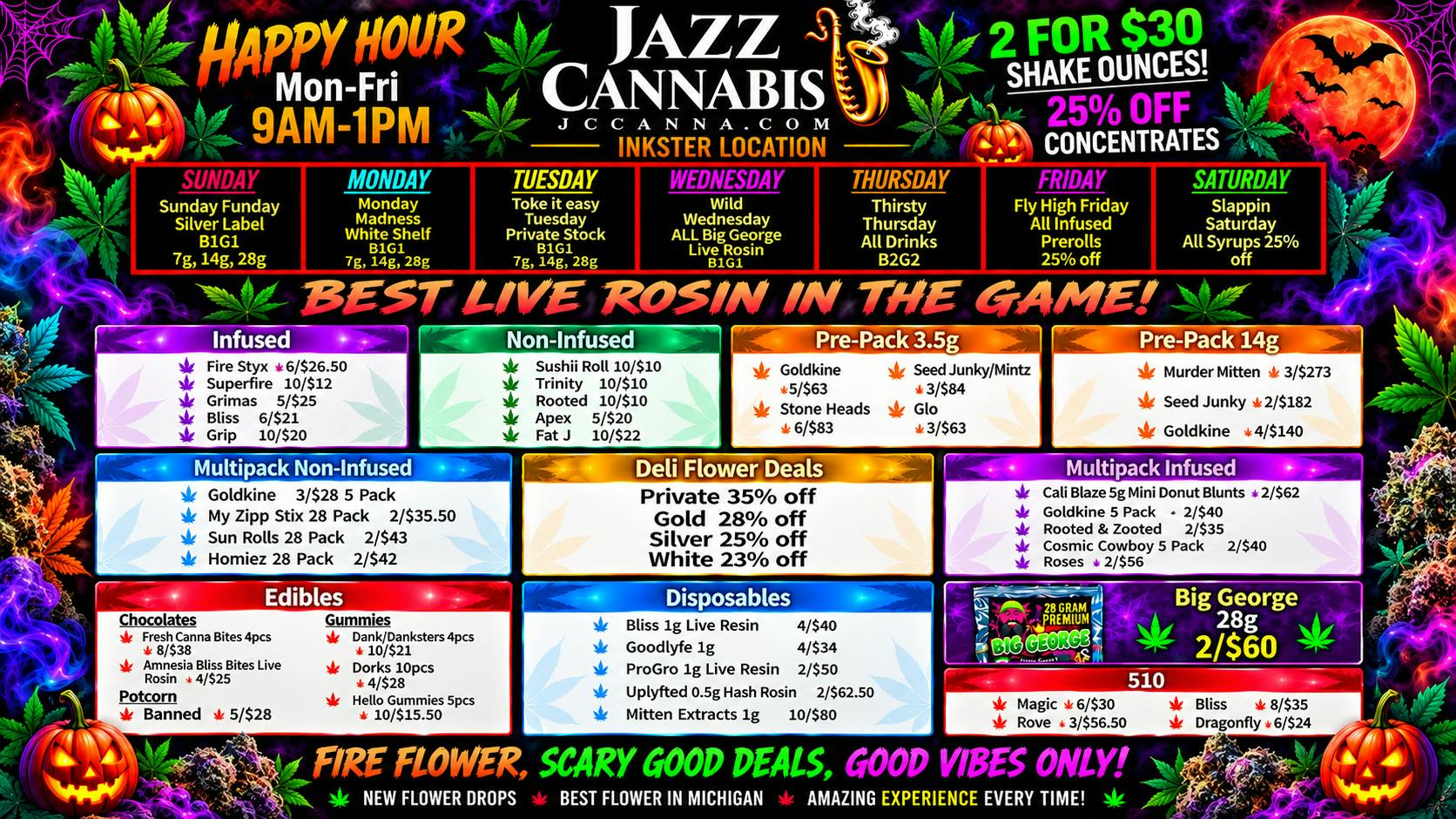 The Jazz Cannabis Club - Inkster Spooky Fresh Fire Deals, Best Rosin in the game!!