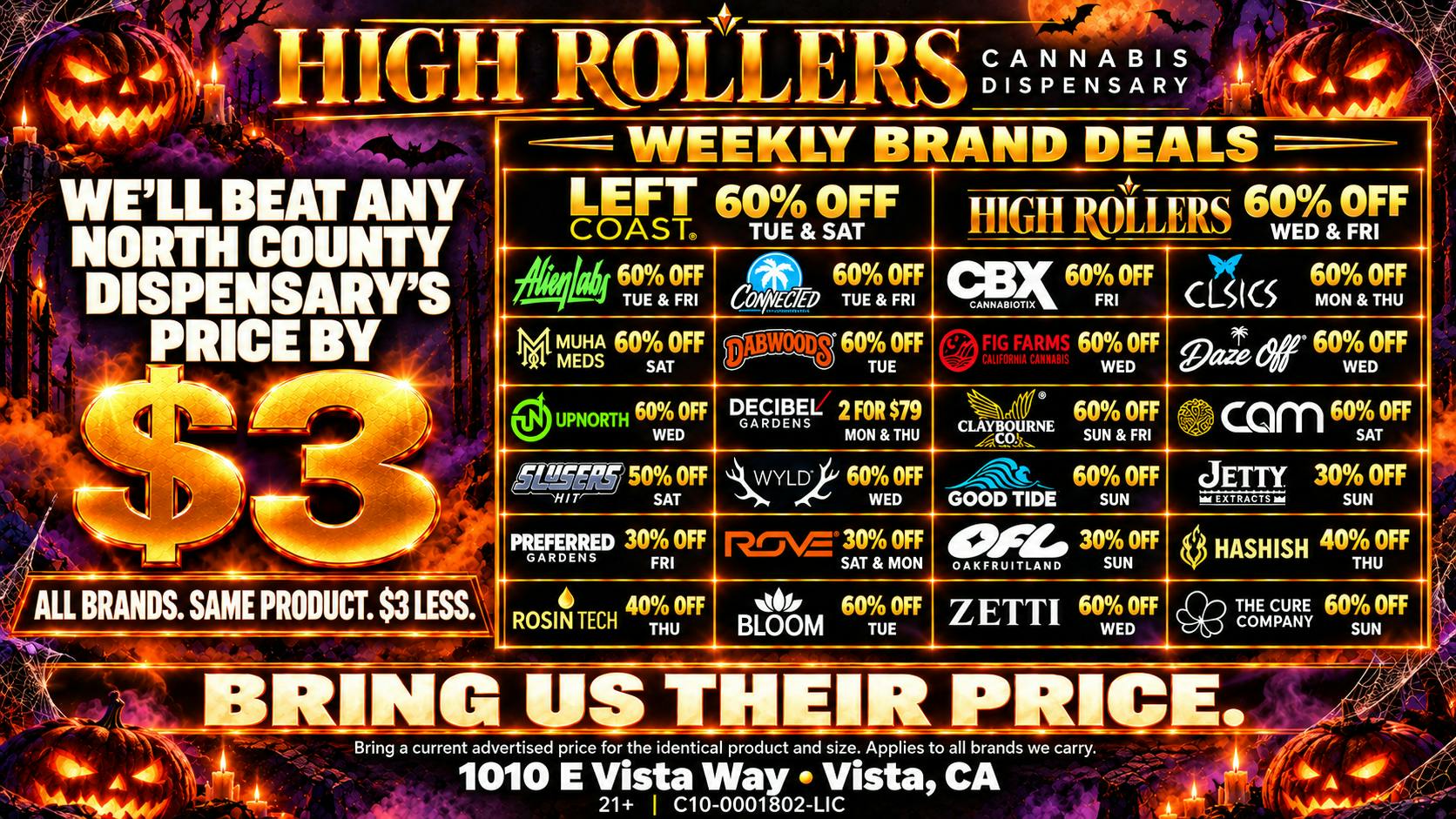 High Rollers FIRST-TIME CUSTOMER, 50% OFF! 🔥