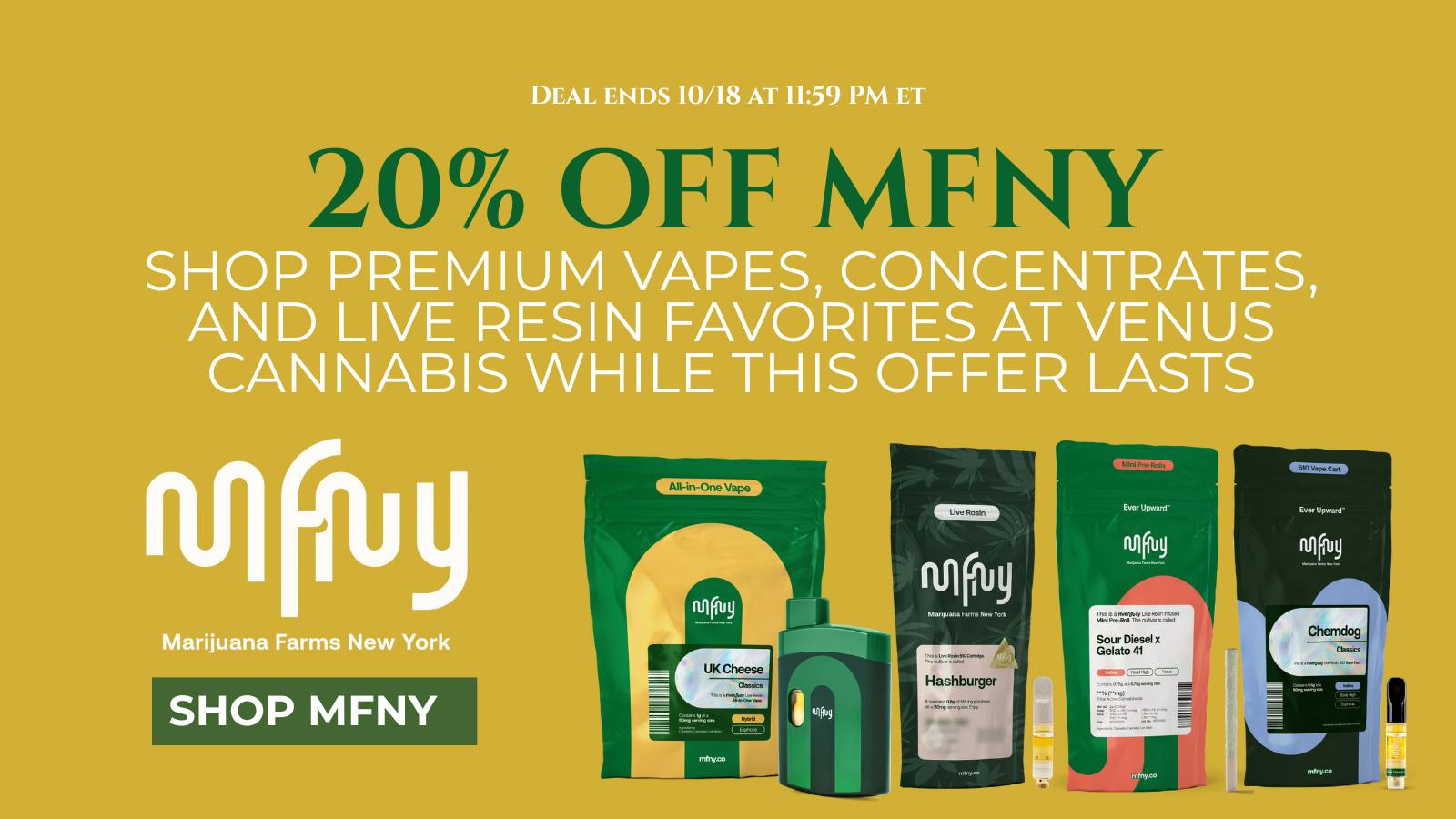 Venus Cannabis Shop 20% Off MFNY at Venus Cannabis