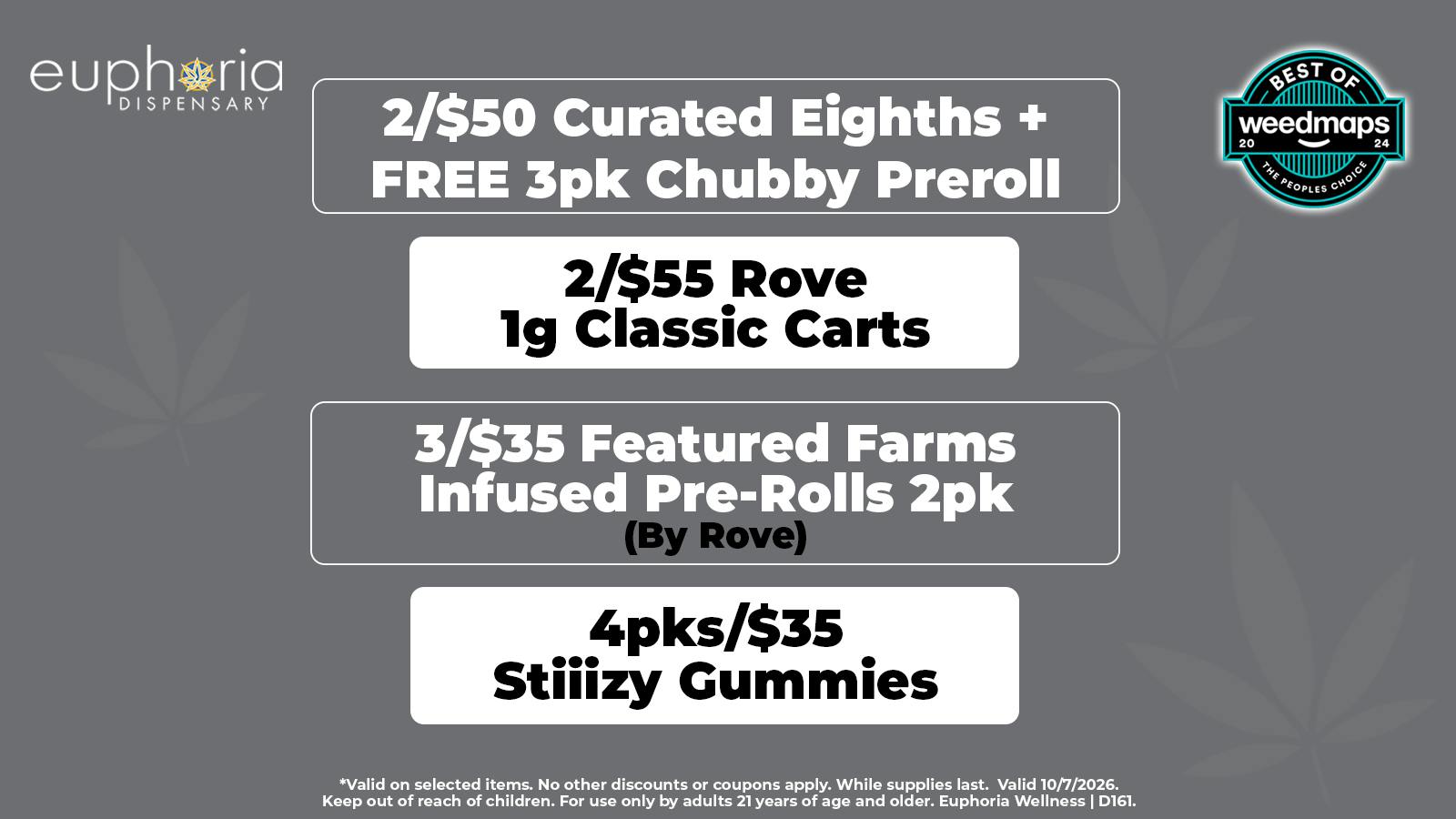 Euphoria Wellness - Marijuana Dispensary 2/$55 Rove 1g Classic Carts