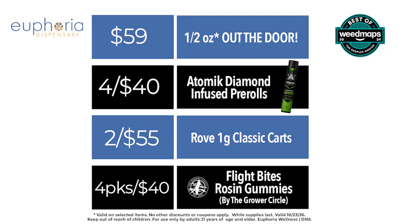Euphoria Wellness - Marijuana Dispensary 2/$55 Rove 1g Classic Carts | 4/$40 Flight Bites