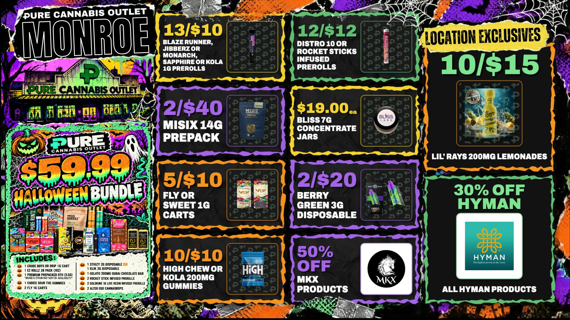 Pure Cannabis Outlet - Monroe $59 BUNDLE 🎃 HYMAN SALE 🎃 HAPPY HALLOWEED