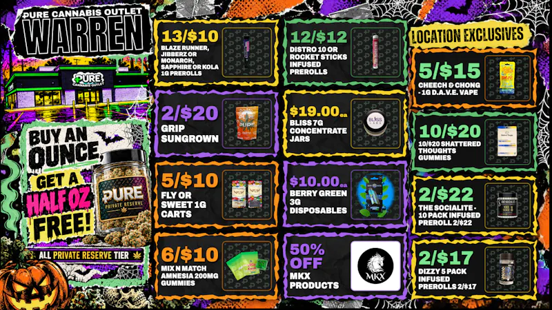 Pure Cannabis Outlet - Warren 50% OFF MKX 🎃 HAPPY HALLOWEED