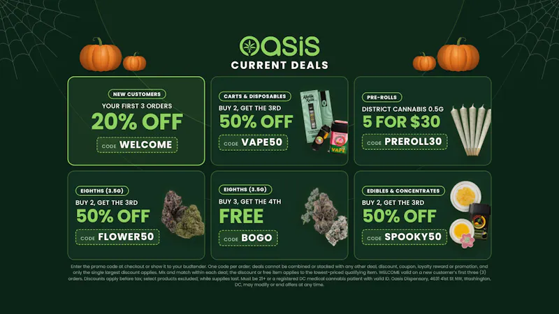 Oasis Dispensary Buy any 3 Eights, get the 4th FREE! And MORE!!!