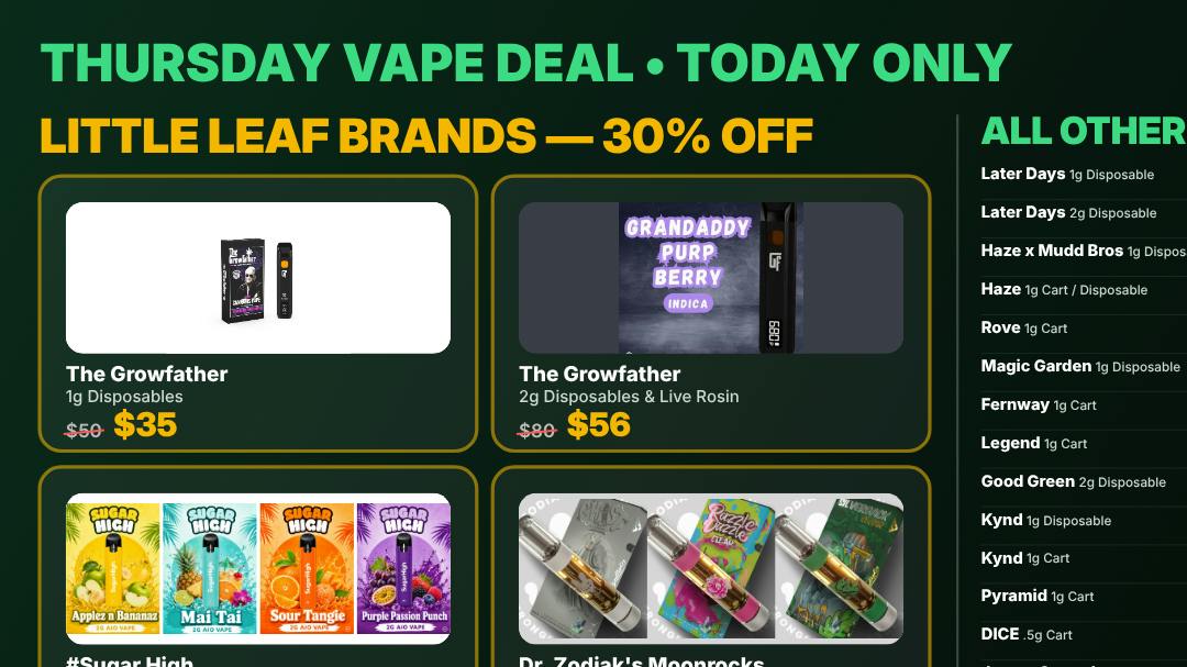 NAR Cannabis - Mount Laurel THURSDAYS: 40% OFF ALL VAPES & CONCENTRATES