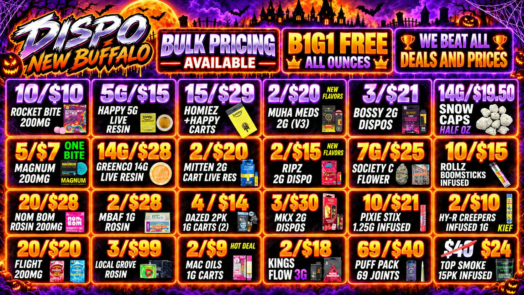 Dispo New Buffalo 👻LOWEST PRICES + DEALS🎃VOTED BEST DISPO IN MI🎃