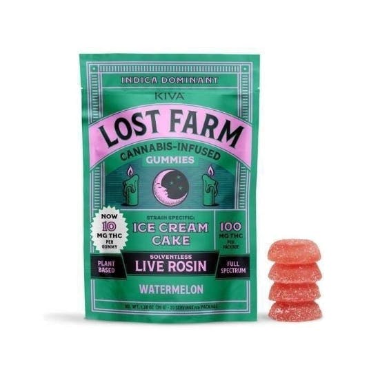 Lost Farm - Watermelon 'Ice Cream Cake' Live Rosin Gummies | 100mg | 10ct | 10mg/ea - 1