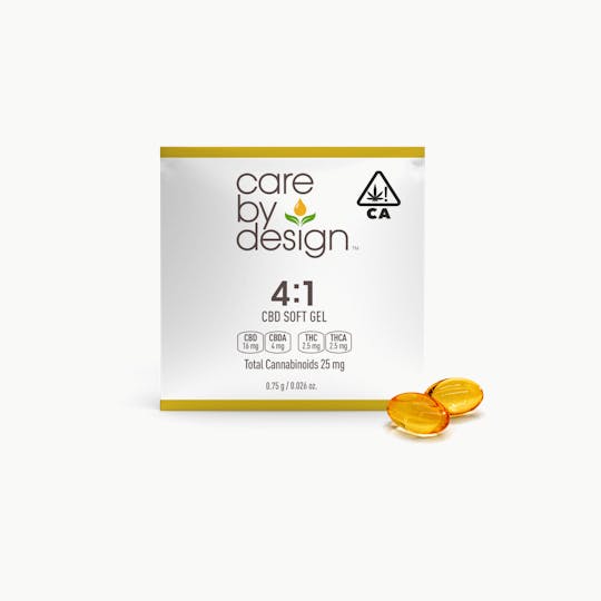 Care By Design - Care By Design | 4:1 Full Spectrum CBD Soft Gels 2.5mg THC 1ct - 1