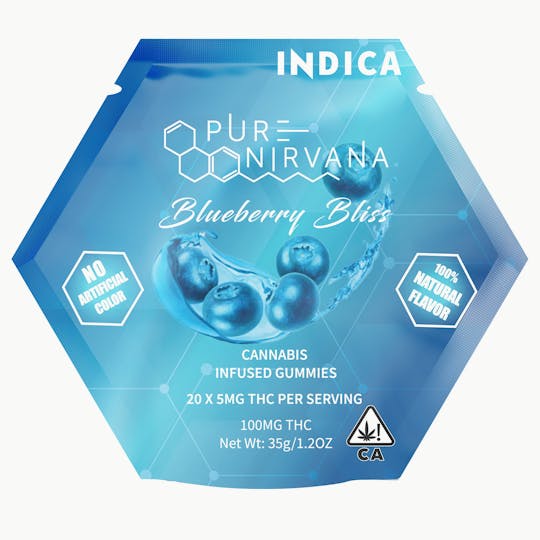 Pure Nirvana - Pure Nirvana Blueberry Bliss Indica Gummies 100mg - 1