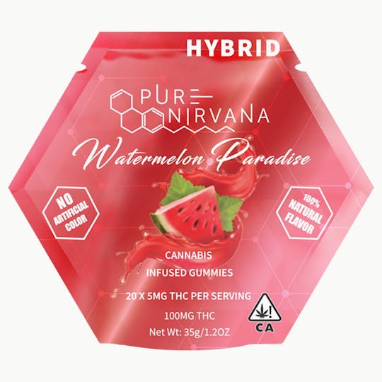 Pure Nirvana - Pure Nirvana Watermelon Paradise Hybrid Gummies 100mg - 1