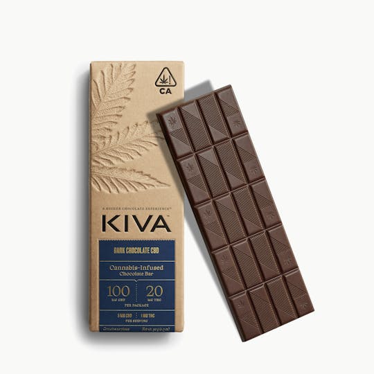 Kiva Confections - Kiva CBD Dark Chocolate 5:1 Bar 100MG CBD - 1