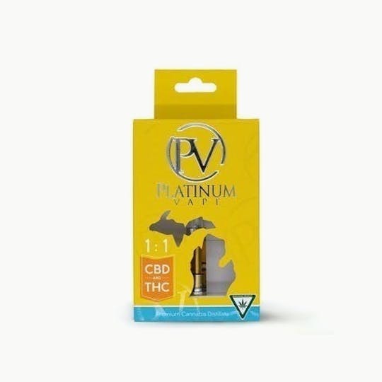 Platinum Vape - Platinum Vape 1:1 CBD/THC Berry Gelato (Hybrid) 510 thread cartridge 0.5mL - 1
