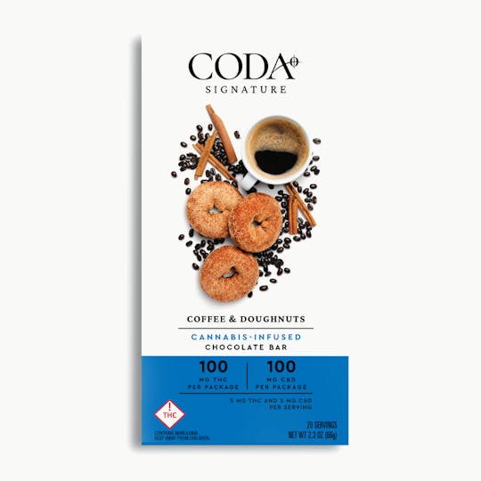Coda Signature - 1:1 Coffee & Doughnuts Chocolate | 100mg THC:100mg CBD - 1