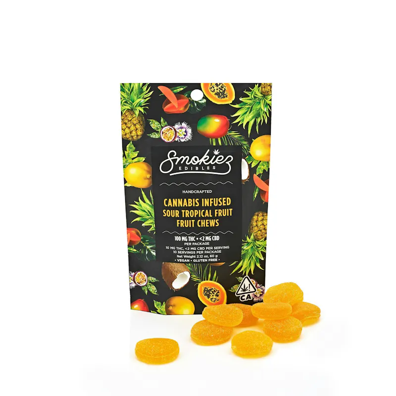 Smokiez Sour Tropical Fruit Fruit Chews 100mg 10ct 10mg/ea