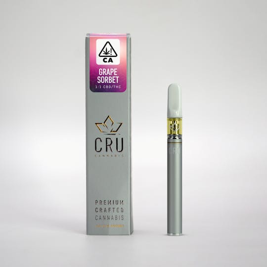 CRU Cannabis - Grape Sorbet 1:1 CBD/THC (0.3ML Disposable Pen) - 1