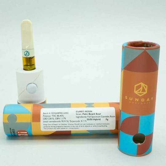 Sunday Extracts - Cured Resin 0.5g Palm Beach Sour Cartridge - 1