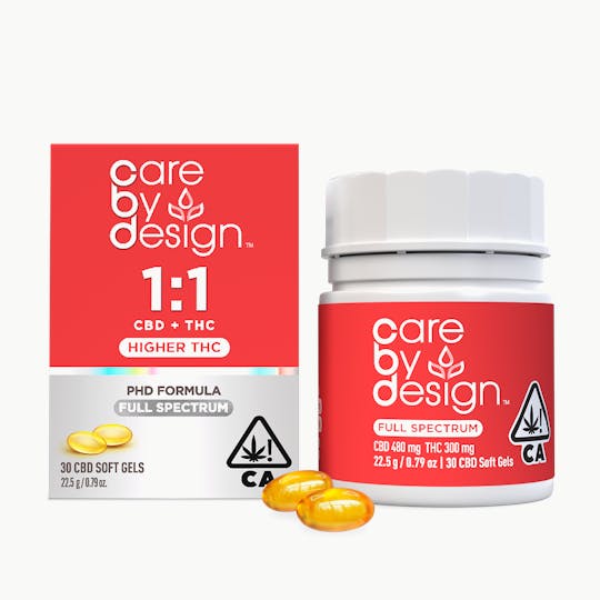 Care By Design - Care By Design | 1:1 Full Spectrum CBD Soft Gels 300mg THC 30ct - 1