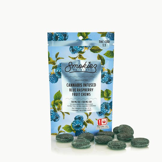 Smokiez Edibles - Blue Raspberry THC:CBD 1:1 , 100mg THC/100mg CBD - 1