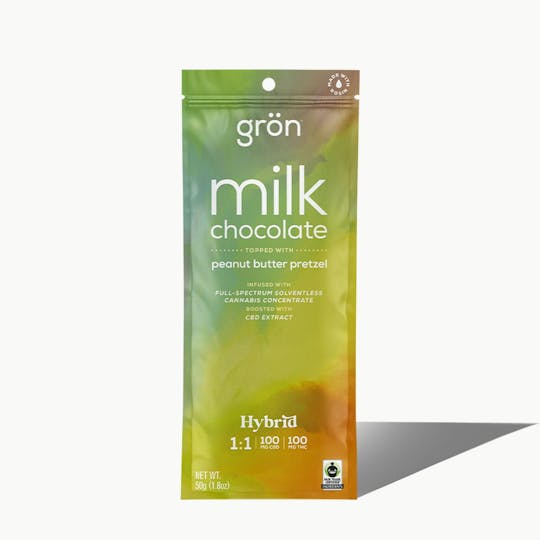 Grön Edibles - Grön 1:1 Milk Chocolate w/ Peanut Butter Pretzel - Hybrid - 1