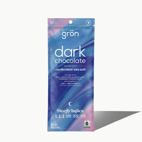 Grön Edibles - Grön 1:1:1 Dark Chocolate w/ Vanilla Bean Sea Salt - Sleepy Indica - 1
