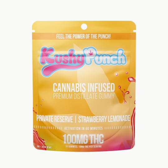 Kushy Punch - Kushy Punch - Private Reserve Strawberry Lemonade Gummy 100mg - 1