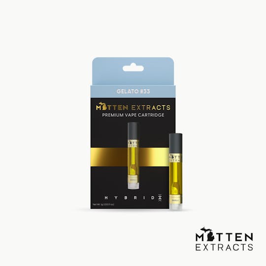 Mitten Extracts - Mitten Extracts - Gelato #33 1g Vape Cartridge (Hybrid) - 1