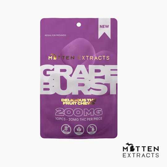 Mitten Extracts - Mitten Extracts - Grape Burst Fruit Chews 200mg - 1