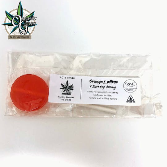Organic Goods - Orange Lollipop made with Hash Rosin and Premium Concentrates 100mg - 1