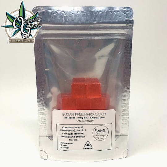Organic Goods - 100mg Sugar Free Strawberry Hard Candy - 1