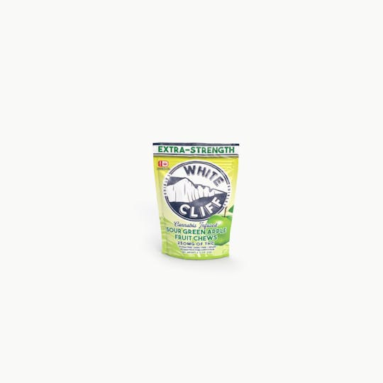 White Cliff - White Cliff Green Apple Sour THC Fruit Chews 250mg, 10, 25mg Pieces - 1