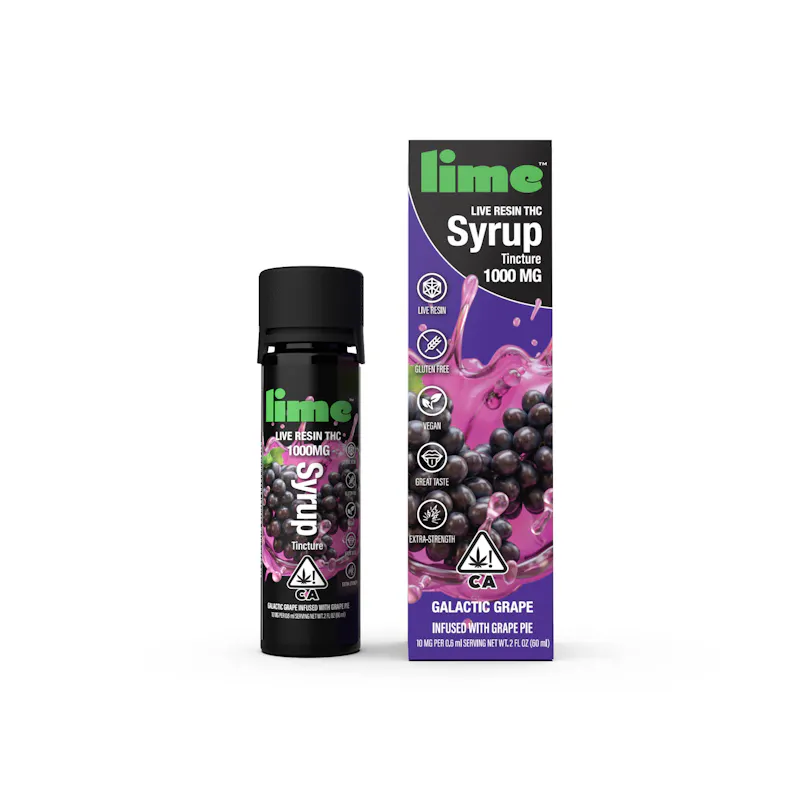 Lime 1000mg Live Resin THC Syrup Tincture Galactic Grape