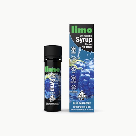 Lime - 1000mg Live Resin THC Syrup Tincture | Blue Raspberry - 1