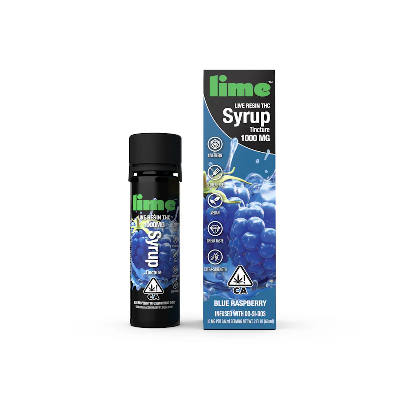 Lime Blue Raspberry Live Resin THC Syrup Tincture 1000mg 60ml