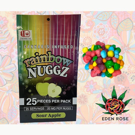 Eden Rose Processing - 500MG Rainbow Nuggz - Green Apple - 1