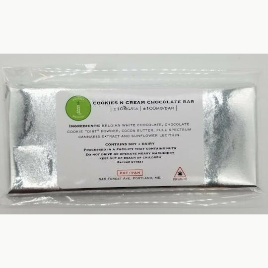 Mainely Medical - Mainely Medical Cookies N Cream Chocolate Bar 100mg FULL SPECTRUM - 1