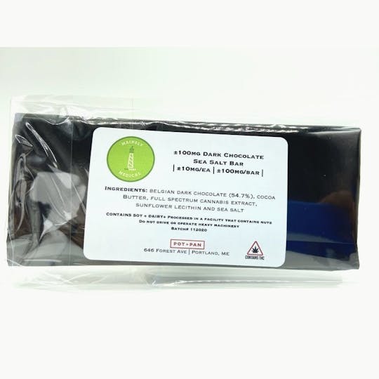 Mainely Medical - Mainely Medical Dark Chocolate with Sea Salt Bar 100 mg FULL SPECTRUM - 1