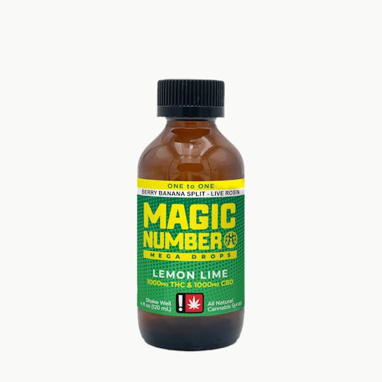 Magic Number - Mega Drops 1000mg THC : 1000mg CBD - Lemon Lime 1:1 - 1