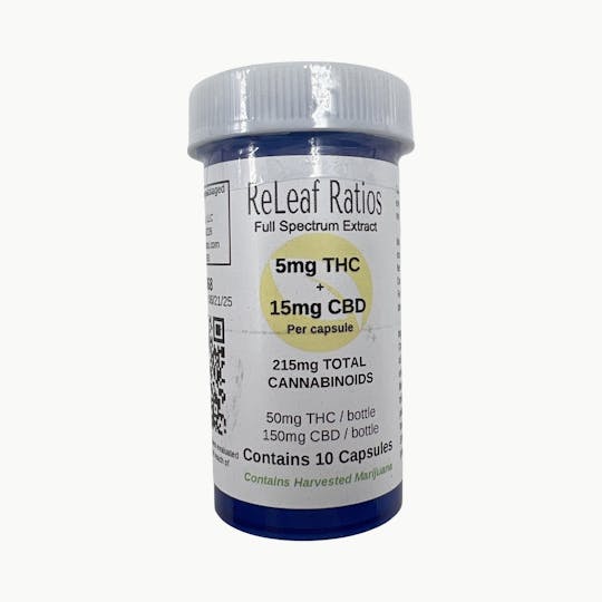 ReLeaf Ratios - Releaf Ratios 5mg THC: 15mg CBD (10 Capsules) - 1
