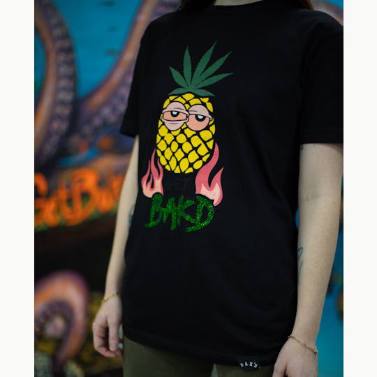 Bak'd - Get Bakd Pineapple Rhinestone T-Shirt (Black) - 1